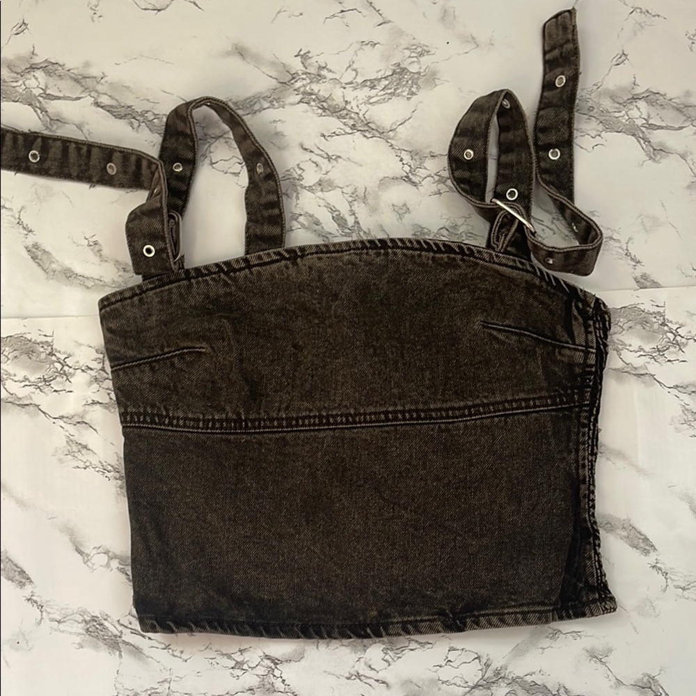 Zara Black Denim Strap Top